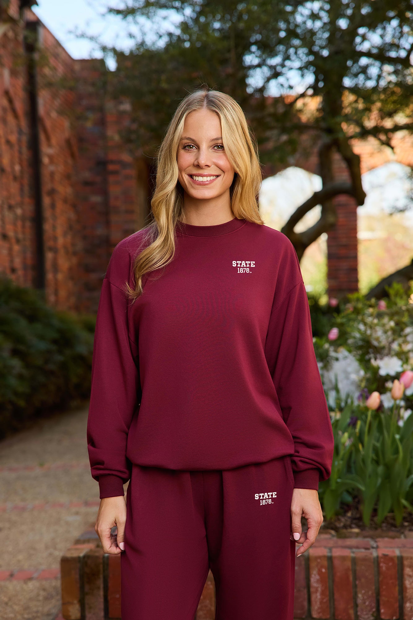 STATE 1878 Logo Softest Fleece Crewneck Womens Sweatshirt