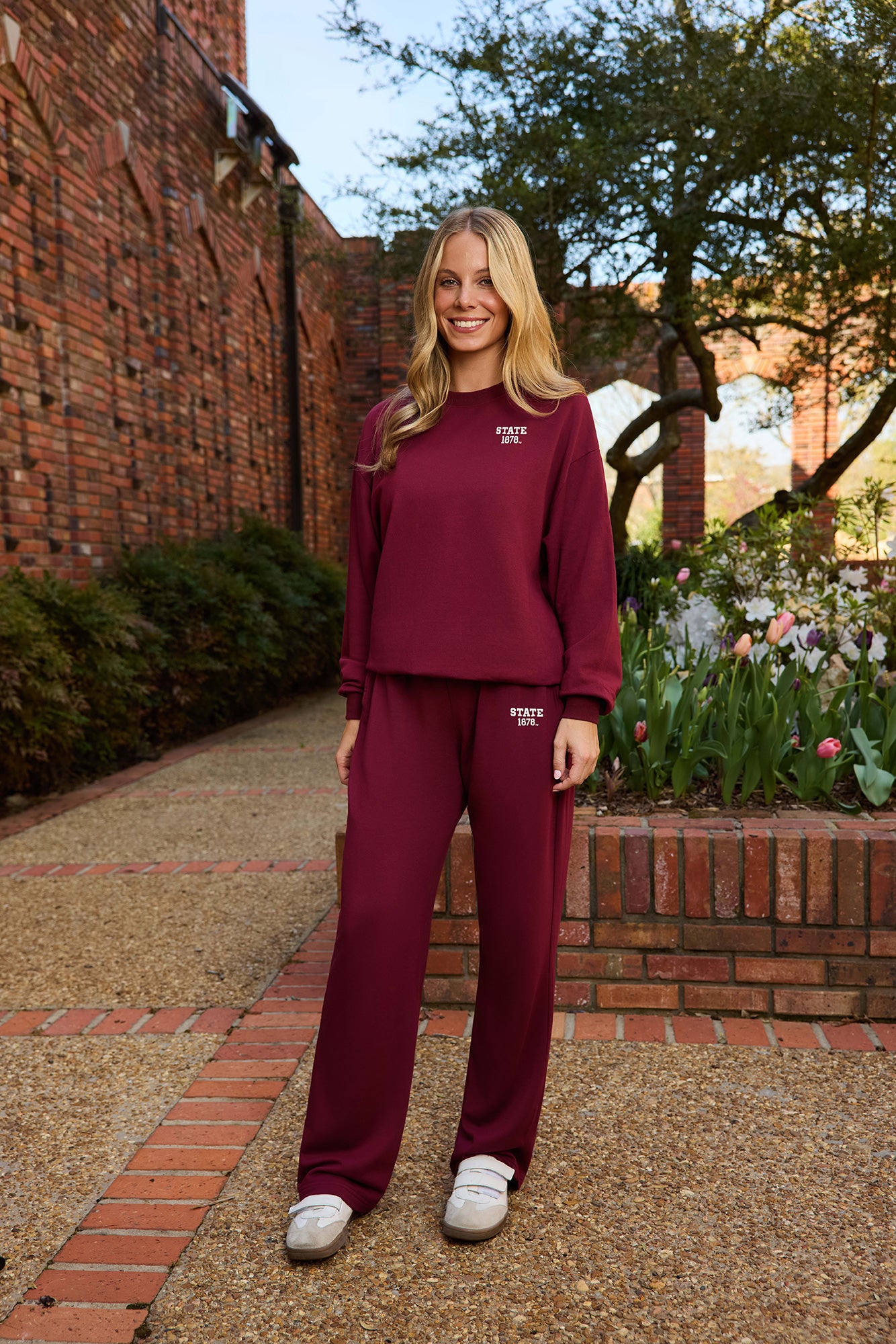 STATE 1878 Logo Softest Fleece Crewneck Womens Sweatshirt