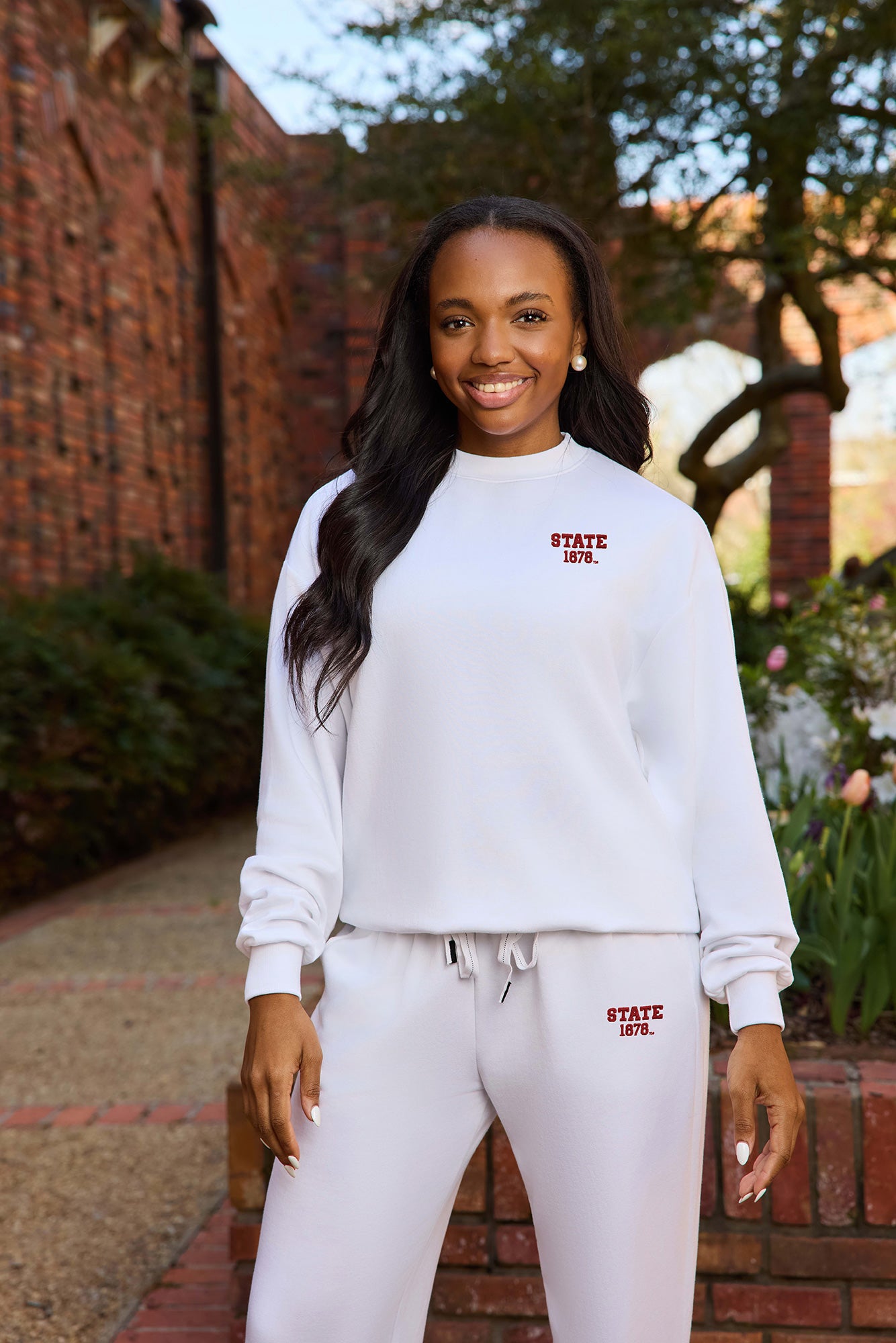 STATE 1878 Logo Softest Fleece Crewneck Womens Sweatshirt
