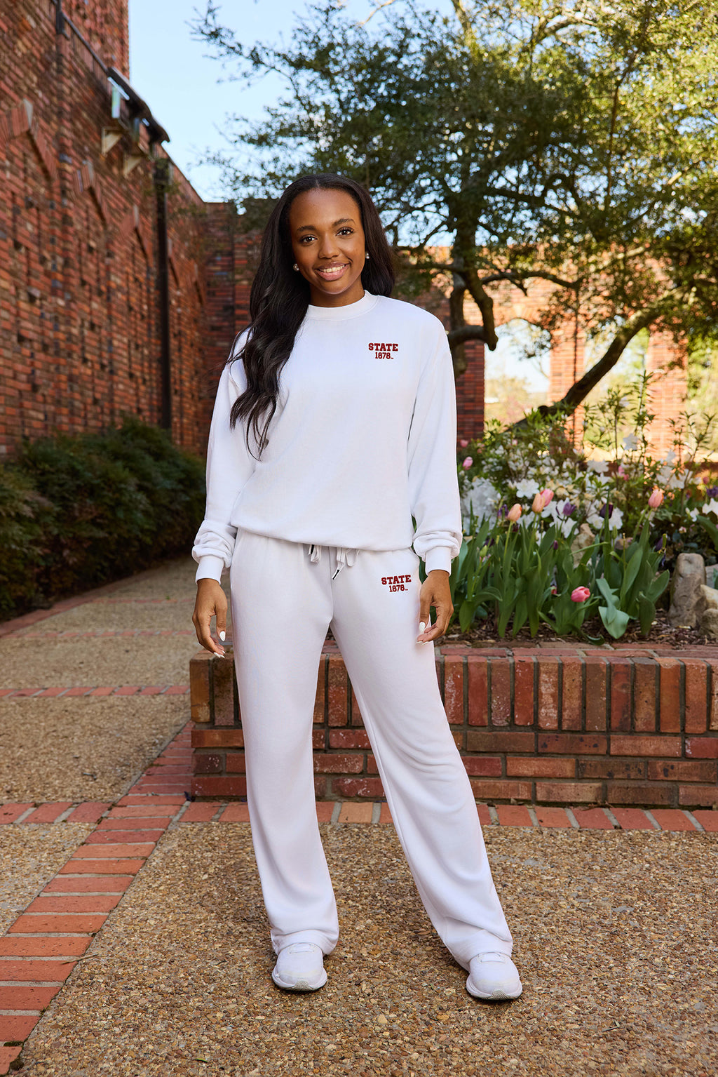 STATE 1878 Logo Softest Fleece Crewneck Womens Sweatshirt