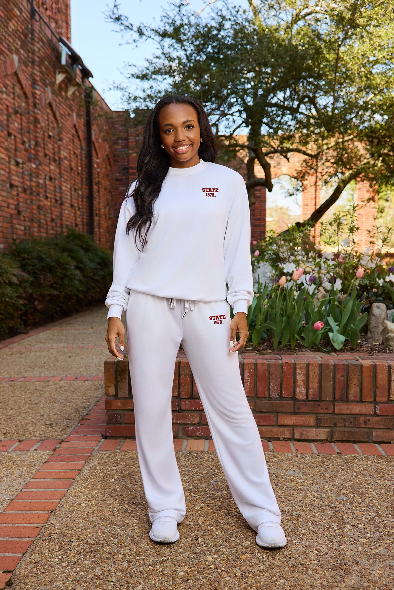 STATE 1878 Logo Softest Fleece Crewneck Womens Sweatshirt
