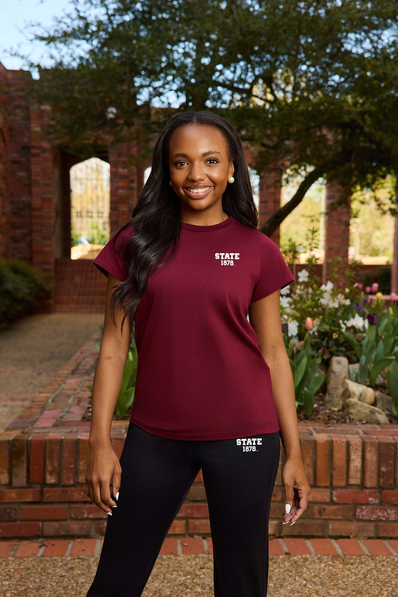 STATE 1878 Logo Cloud Knit Crew Neck Womens Tee